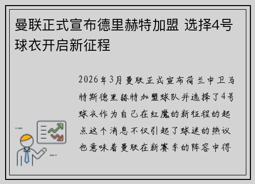 曼联正式宣布德里赫特加盟 选择4号球衣开启新征程
